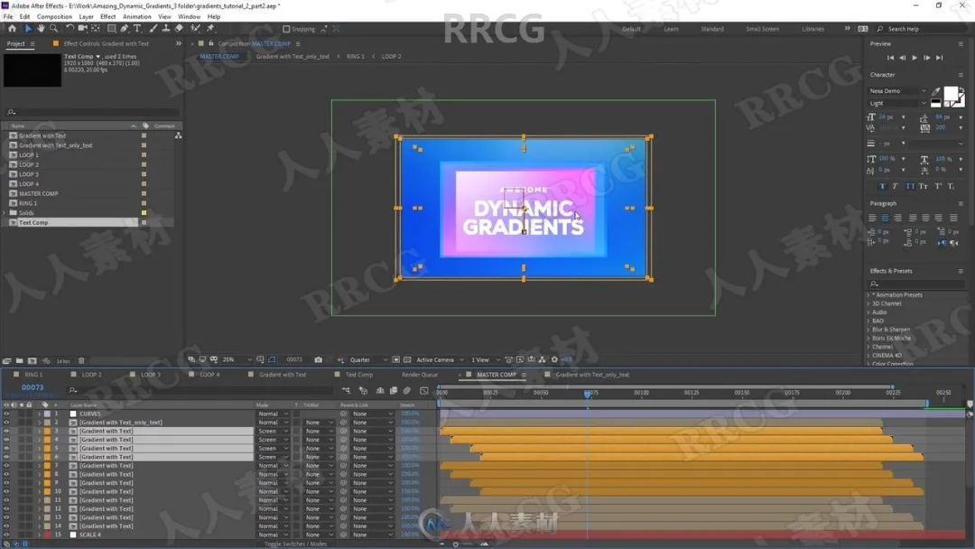 AE文字与Logo动态渐变动画实例制作训练视频教程(图6) 视频实例教程动态网站设计方案_动态网站设计实例视频教程_动态网站的制作教程