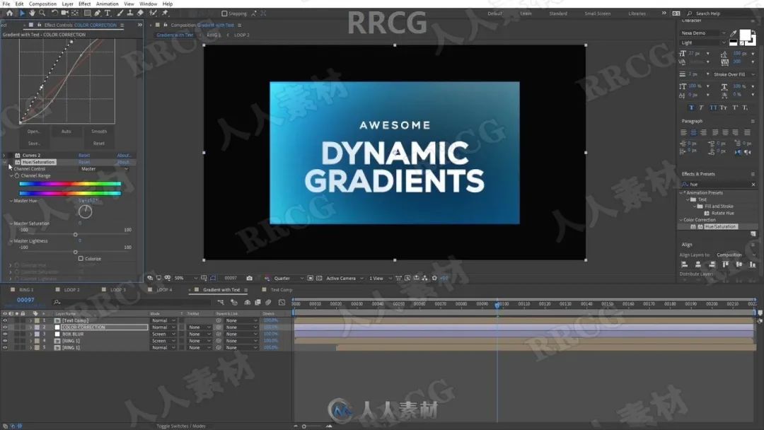 AE文字与Logo动态渐变动画实例制作训练视频教程(图7) 动态网站的制作教程_视频实例教程动态网站设计方案_动态网站设计实例视频教程