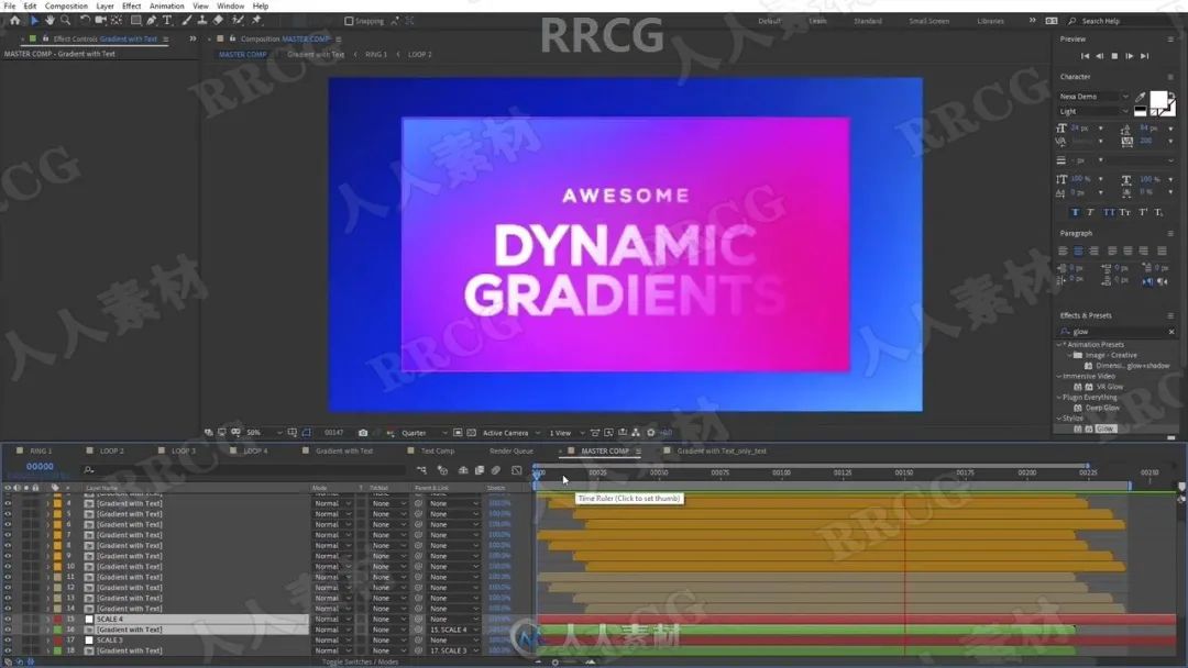 AE文字与Logo动态渐变动画实例制作训练视频教程(图10) 动态网站设计实例视频教程_动态网站的制作教程_视频实例教程动态网站设计方案