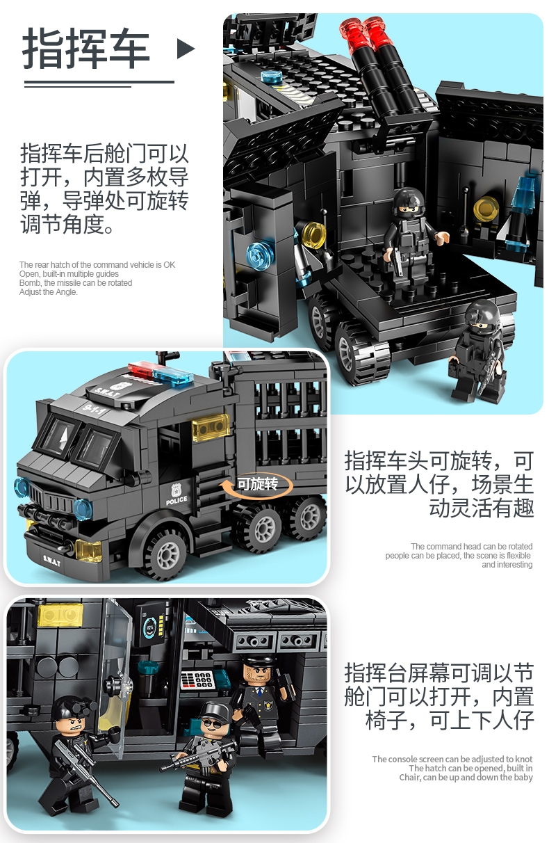 2024年新款积木拼装玩具军事警察男孩子儿童益智机器人3d礼物(图7)