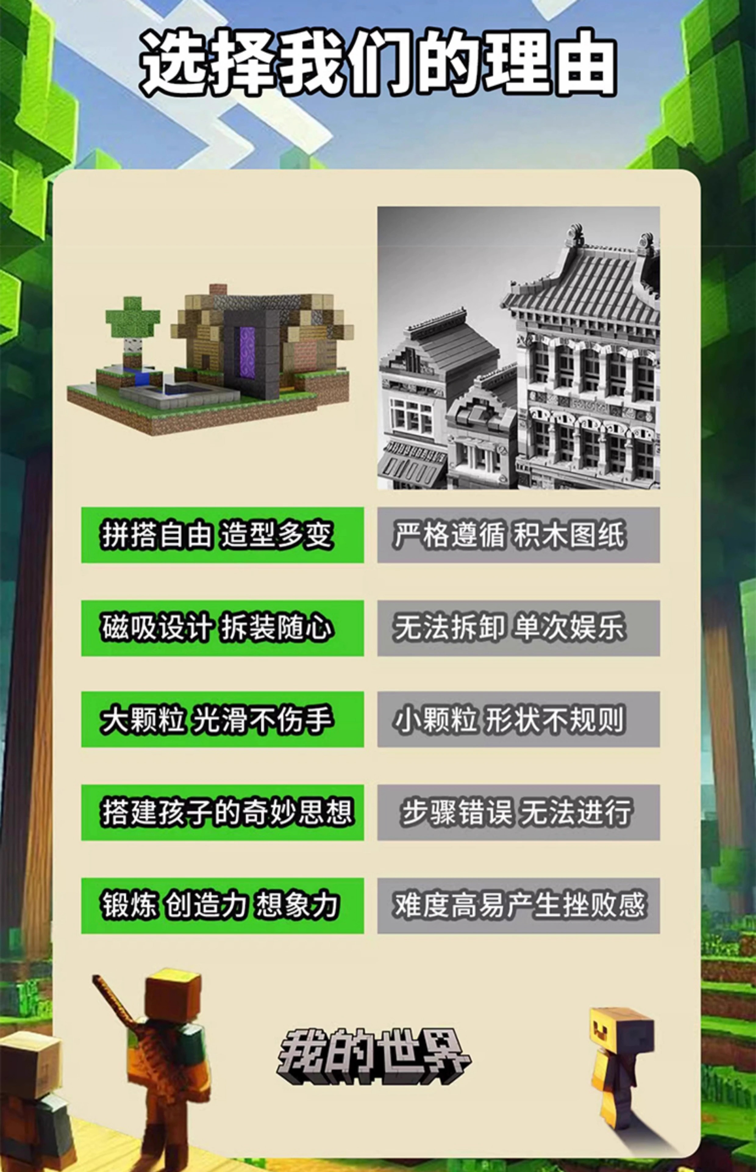 2025新款我的世界磁力方块磁铁积木儿童益智拼装磁吸玩具全套模型(图5)