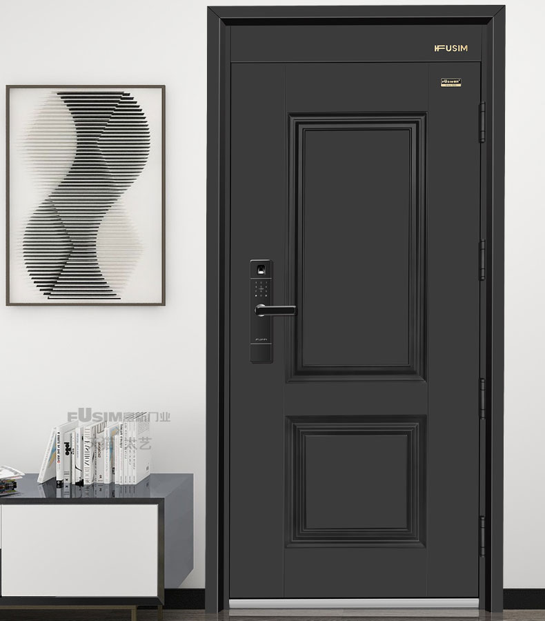 FX富新 艺睿 双面黑色甲级防盗门家用进户指纹锁水性聚氨酯发泡门(图7)