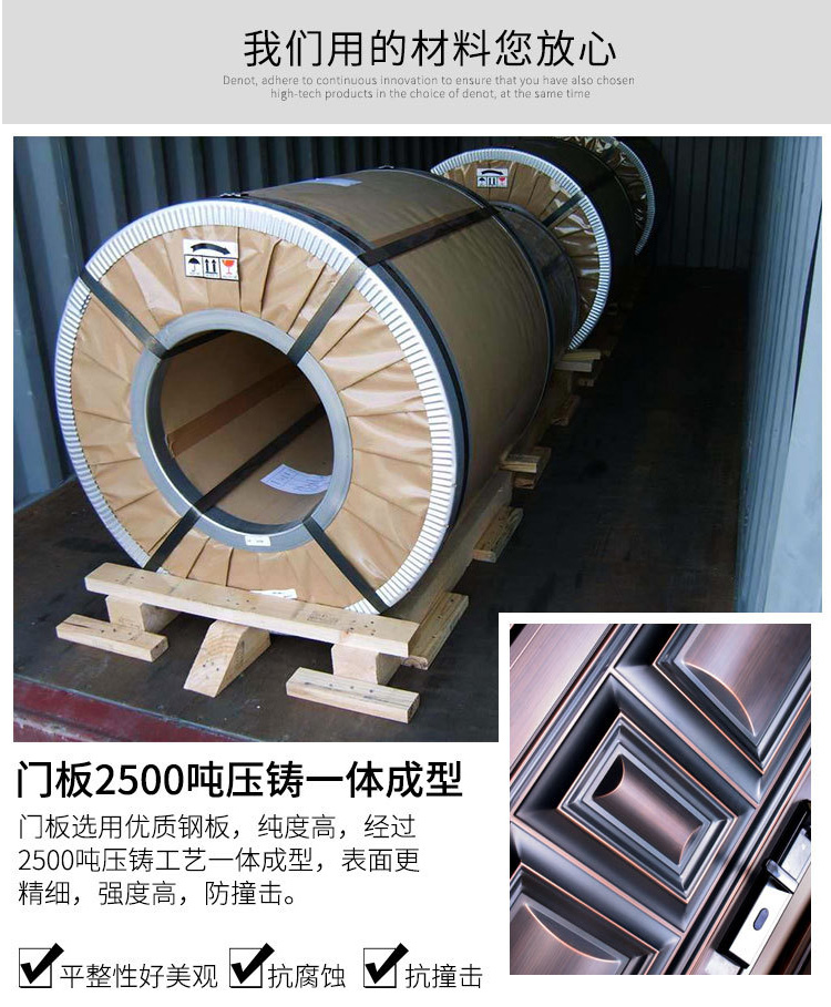 飞群锌铁合金别墅非标门仿真铜门防盗门仿铜进户门大门甲级门定制(图9)