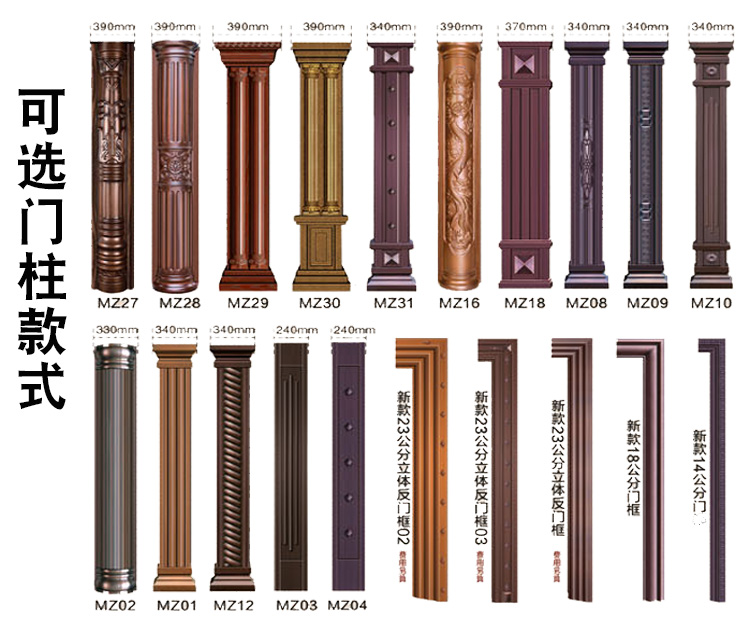 飞群锌铁合金别墅非标门仿真铜门防盗门仿铜进户门大门甲级门定制(图17)