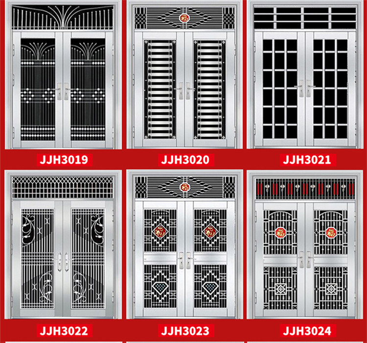 大门双开门农村304不锈钢门乡村家用门别墅大门防盗门不锈钢大门(图6)