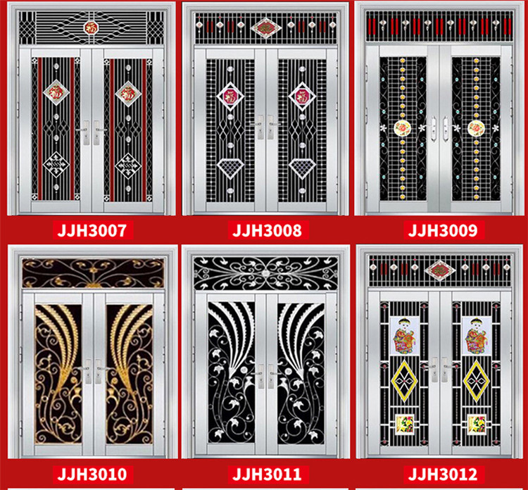 大门双开门农村304不锈钢门乡村家用门别墅大门防盗门不锈钢大门(图3)