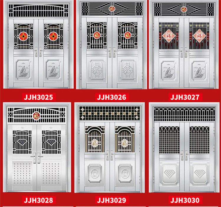 大门双开门农村304不锈钢门乡村家用门别墅大门防盗门不锈钢大门(图7)