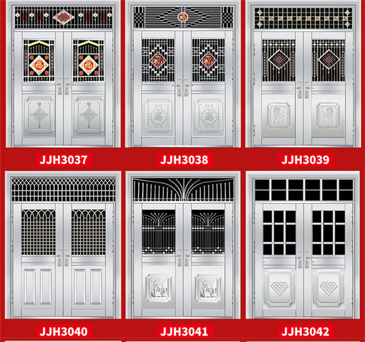 大门双开门农村304不锈钢门乡村家用门别墅大门防盗门不锈钢大门(图9)