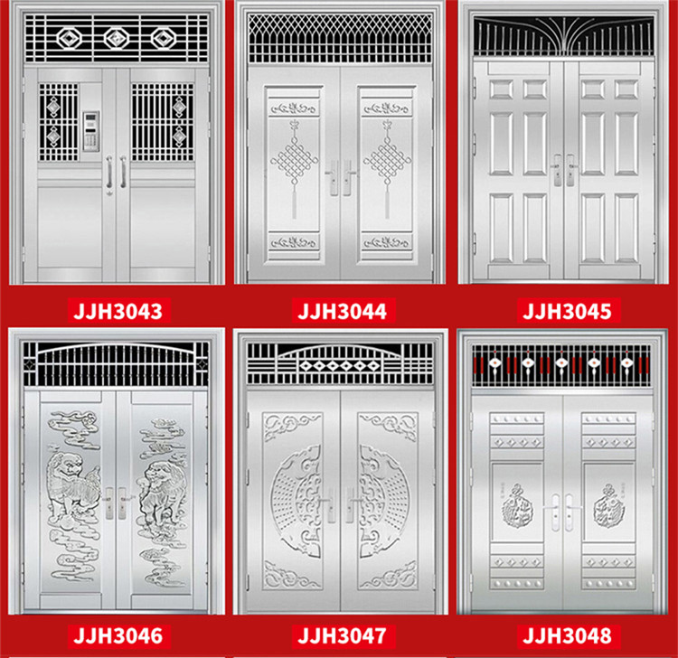 大门双开门农村304不锈钢门乡村家用门别墅大门防盗门不锈钢大门(图10)