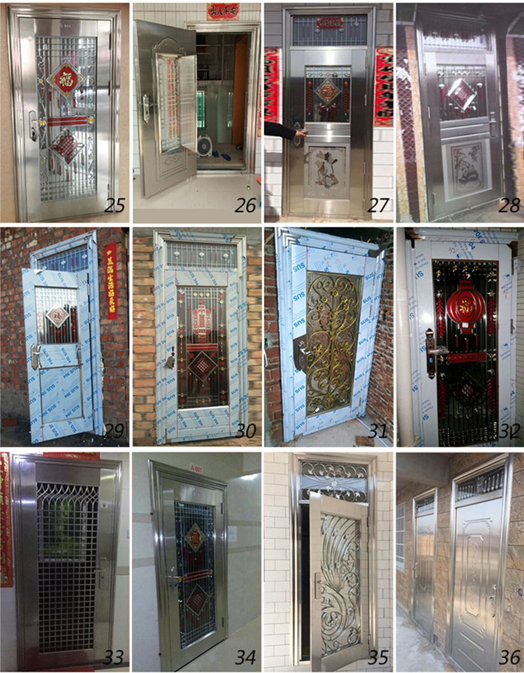 大门双开门农村304不锈钢门乡村家用门别墅大门防盗门不锈钢大门(图14)