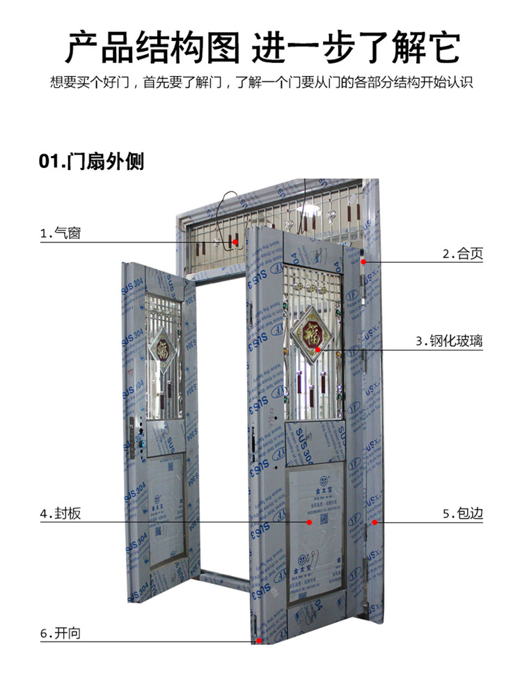 大门双开门农村304不锈钢门乡村家用门别墅大门防盗门不锈钢大门(图23)