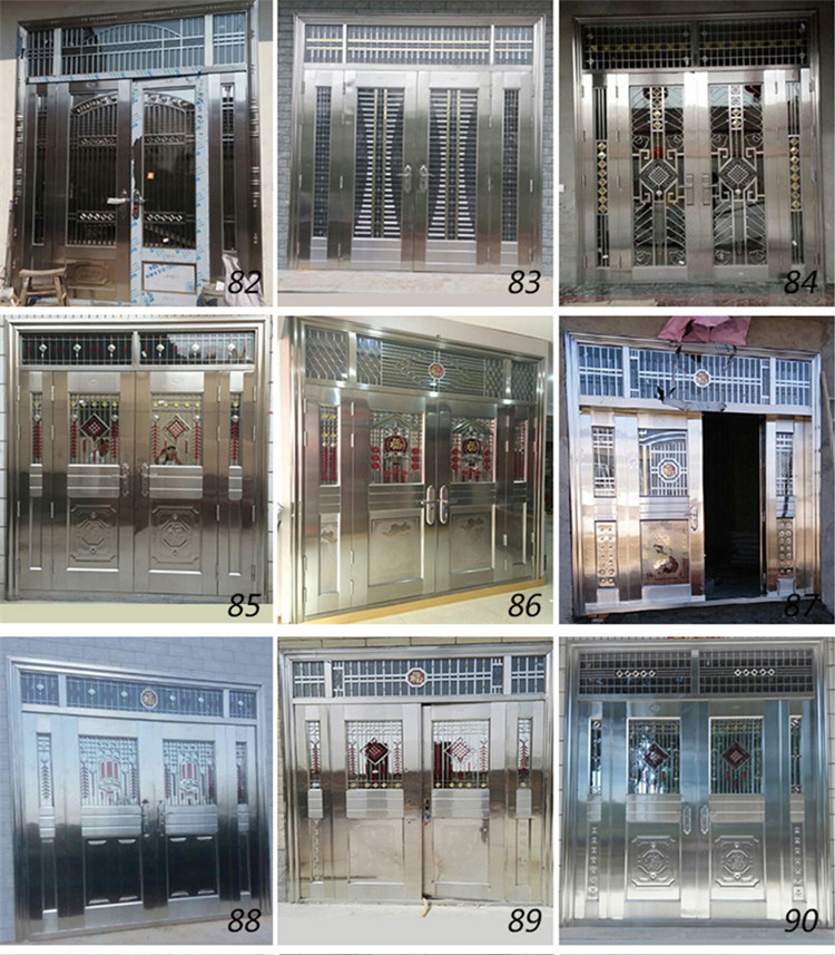 大门双开门农村304不锈钢门乡村家用门别墅大门防盗门不锈钢大门(图20)