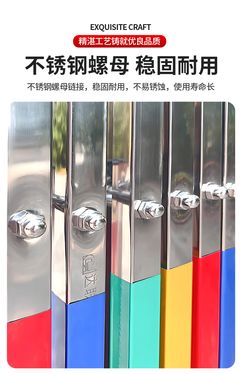 不锈钢手动推拉伸缩门可移动护栏幼儿园商场手推简易大门折叠门(图8)