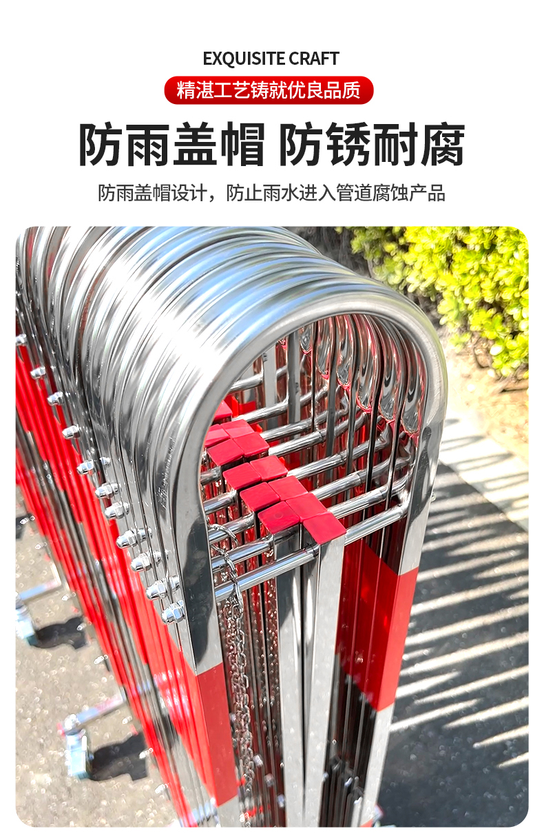 不锈钢手动推拉伸缩门可移动护栏幼儿园商场手推简易大门折叠门(图9)