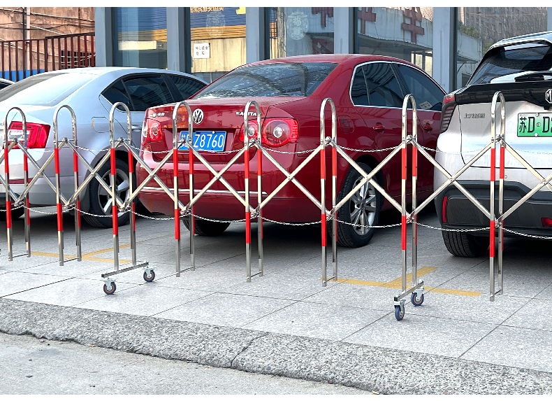 不锈钢手动推拉伸缩门可移动护栏幼儿园商场手推简易大门折叠门(图14)