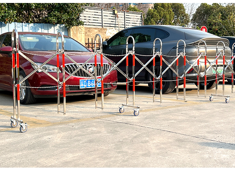 不锈钢手动推拉伸缩门可移动护栏幼儿园商场手推简易大门折叠门(图20)