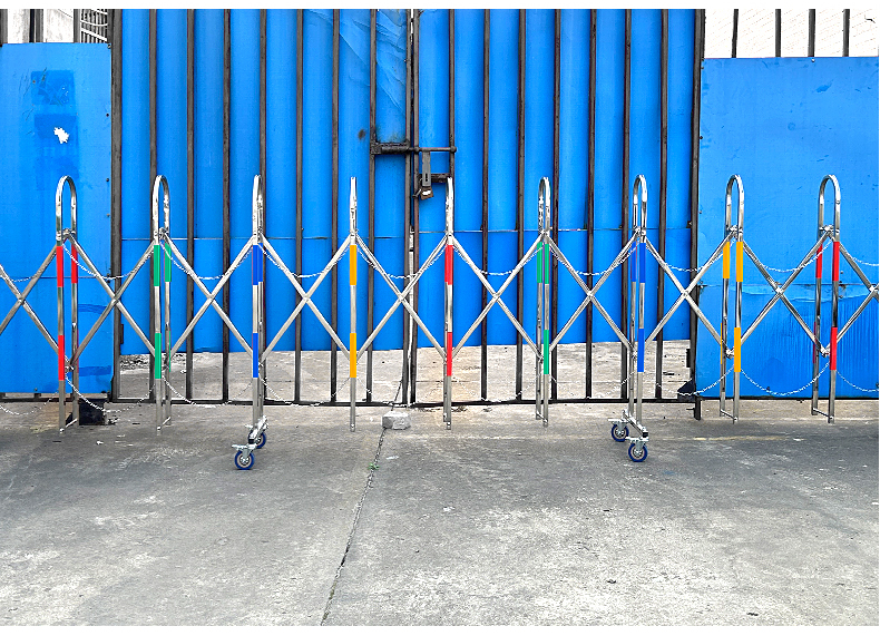 不锈钢手动伸缩门围栏护栏简易折叠门幼儿园大门户外可移动推拉门(图20)