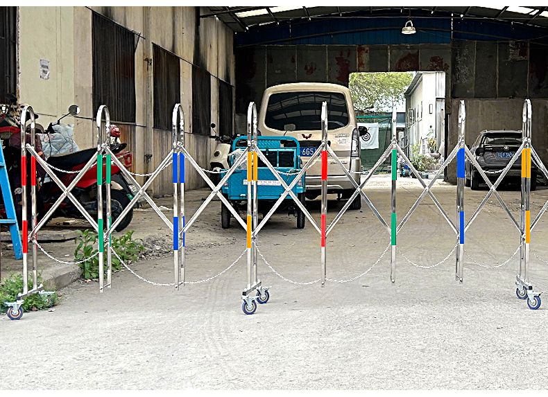 不锈钢手动伸缩门围栏护栏简易折叠门幼儿园大门户外可移动推拉门(图23)