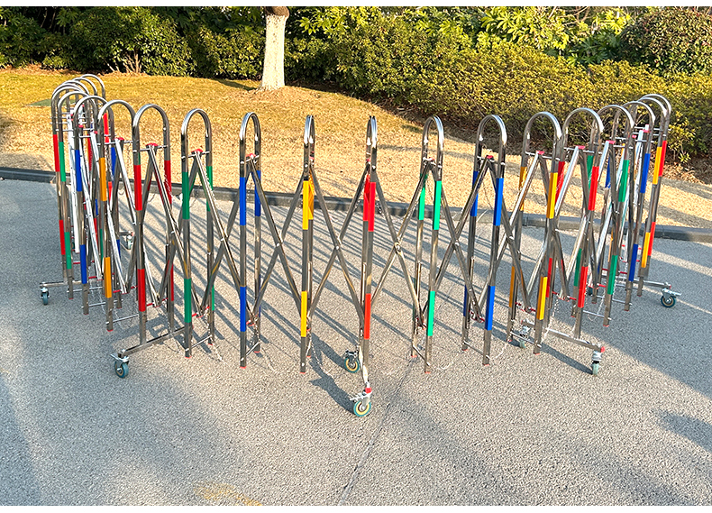 不锈钢手动伸缩门围栏护栏简易折叠门幼儿园大门户外可移动推拉门(图24)