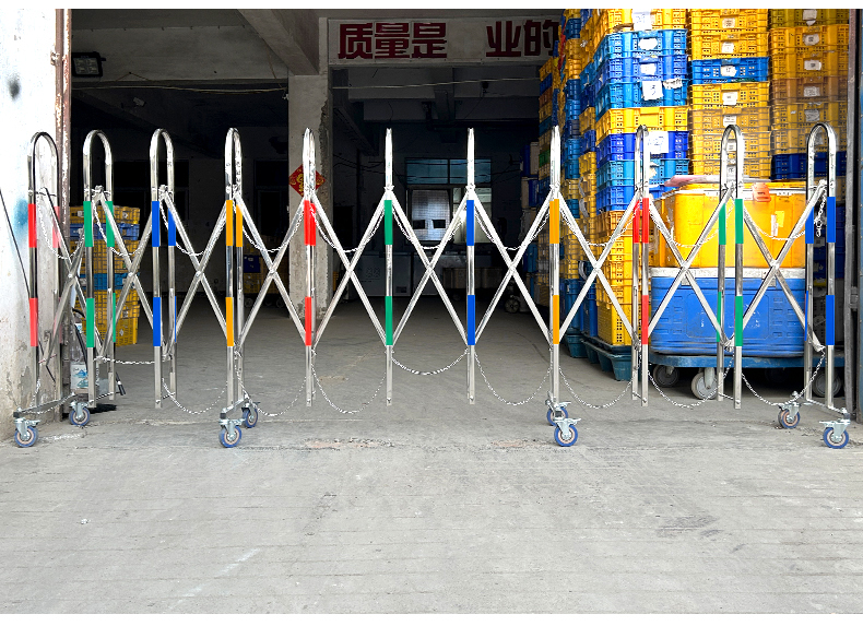 不锈钢手动伸缩门围栏护栏简易折叠门幼儿园大门户外可移动推拉门(图27)