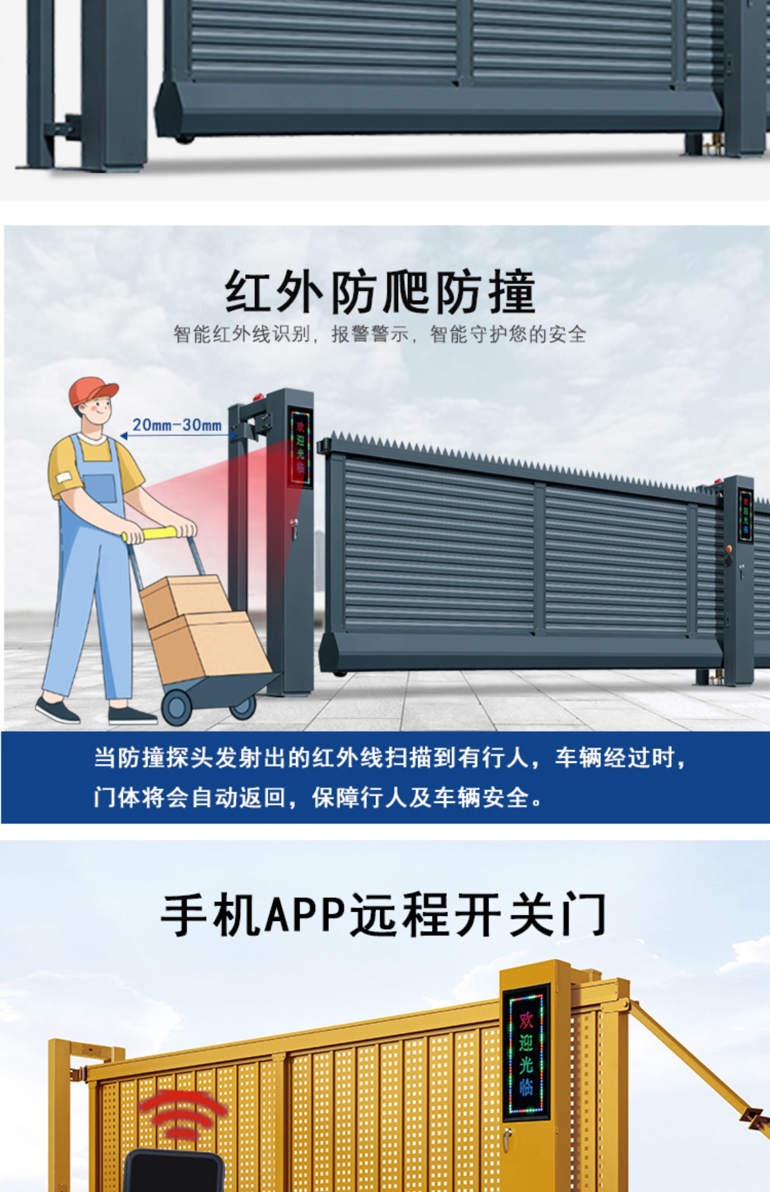 盛世安城铝合金直线悬浮门平移门工厂单位学校抗风遥控门自动伸缩(图15)