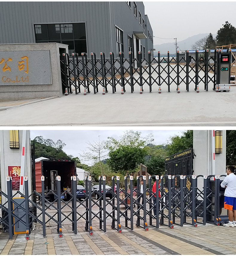 丙高铝合金电动伸缩门小区工厂围墙电动大门收缩门遥控自动拉伸门(图16)