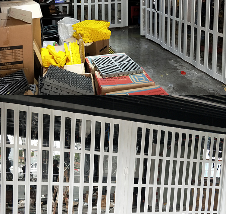 洗车店折叠门PVC推拉门汽车美容间防尘铝合金隔断伸缩简易防水帘(图6)