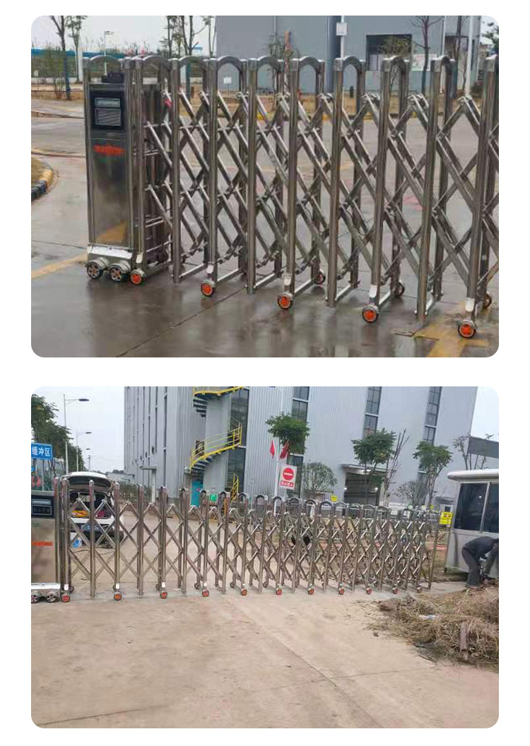 不锈钢伸缩门无轨学校工地厂房小区门口自动智能收缩推拉电动大门(图21)