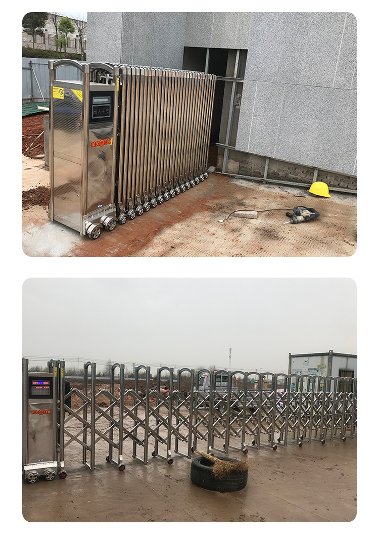 不锈钢伸缩门无轨学校工地厂房小区门口自动智能收缩推拉电动大门(图23)