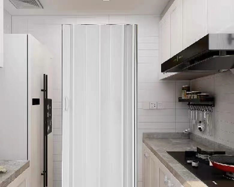 PVC折叠门免打孔开放式厨房燃气验收临时门简易推拉门商铺隔断门(图10)