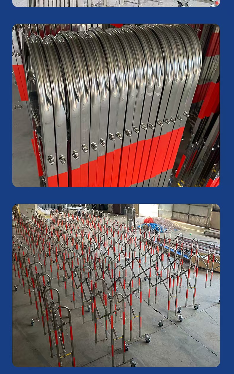 不锈钢手动推拉门伸缩门移动折叠门收缩路障道路隔离围栏大门护栏(图12)