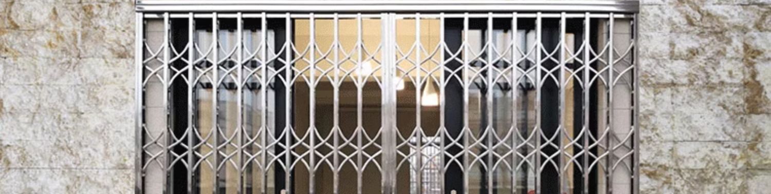 佛山不锈钢拉闸门伸缩折叠门推拉通风入户门拉闸防盗网阳台防护栏(图6)