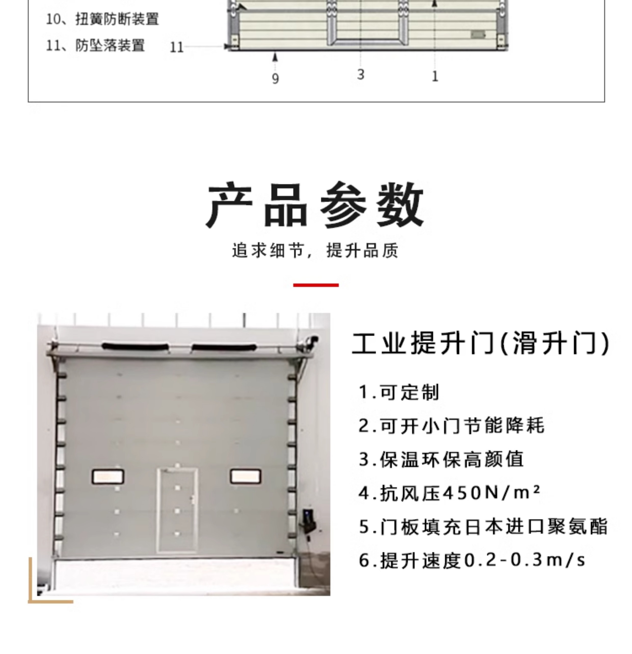 工业提升门垂直快速钢制厂房滑升门抗风保温物流冷仓库翻板提升门(图4)