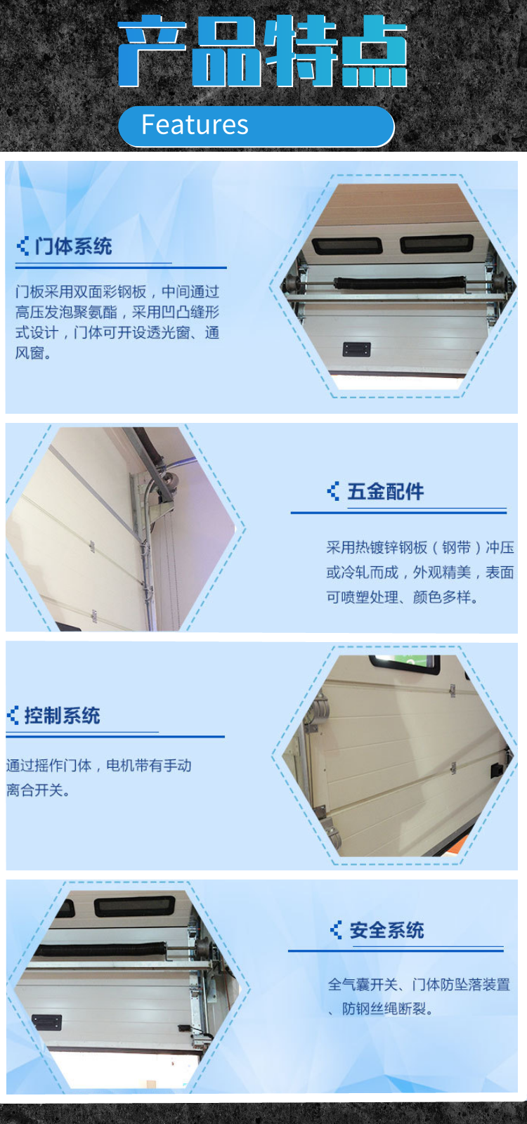 工业垂直提升门大型厂房电动抗风自动滑升翻板车库门工业提升门(图4)