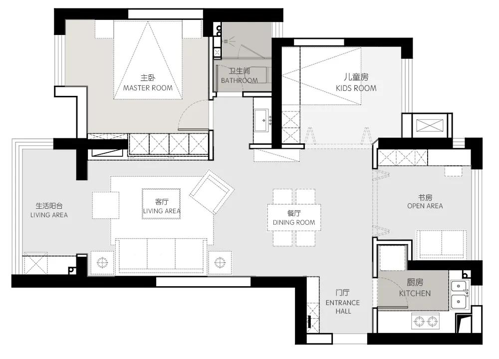 武汉设计师小两口,把69㎡两房改三房,处处敞亮、颜值在线(图3) 武汉软装设计公司_武汉软装设计工作室_武汉软装设计师哪家好