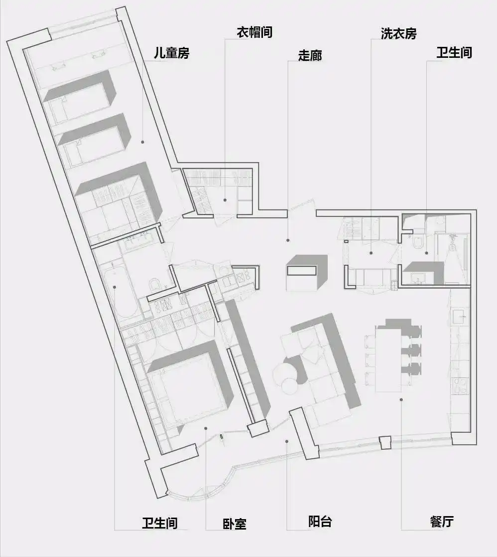120㎡手枪式户型大揭秘！这样改造衣帽间，太实用了