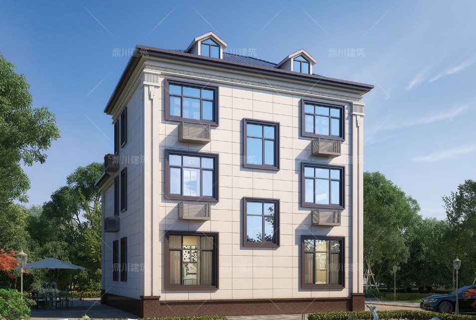 楼房装修图片大全农村_新中式三层别墅设计_方柱雕花别墅