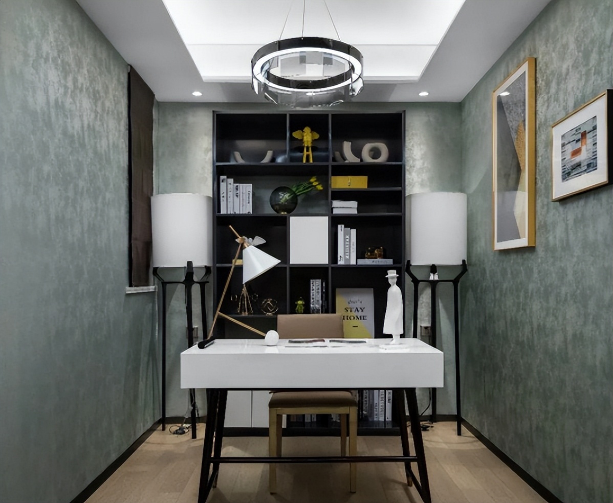 80㎡现代简约小户型,黑白灰+黄色配,生活活力有趣味(图3) 装修风格现代简约客厅_现代风格80平米装修设计_灰色调家居布置