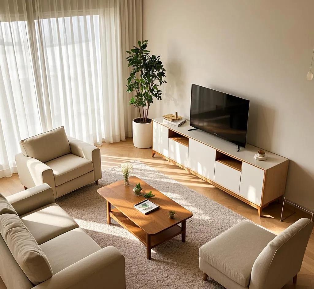 客厅极简装修实景:简约而不简单,打造高级舒适空间(图5) 装修风格现代简约客厅_现代极简风装修104平米_极简主义客厅装修案例