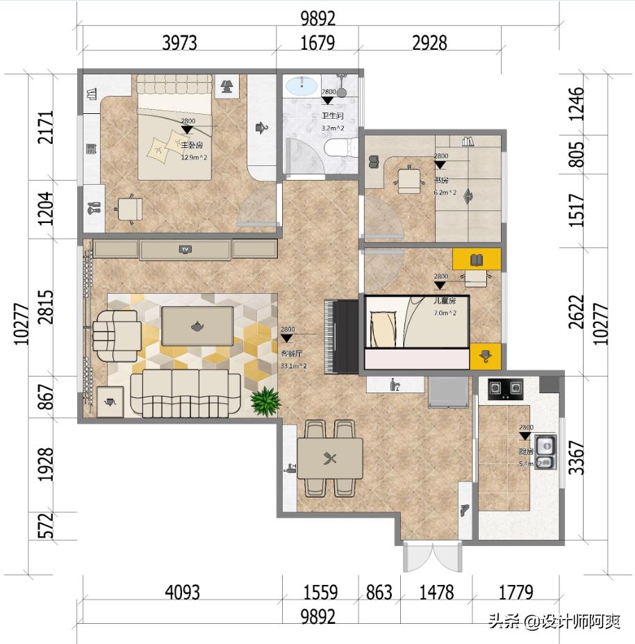 88㎡小三房美式复古风这样装，朋友一进门就呆了，这装修绝了！