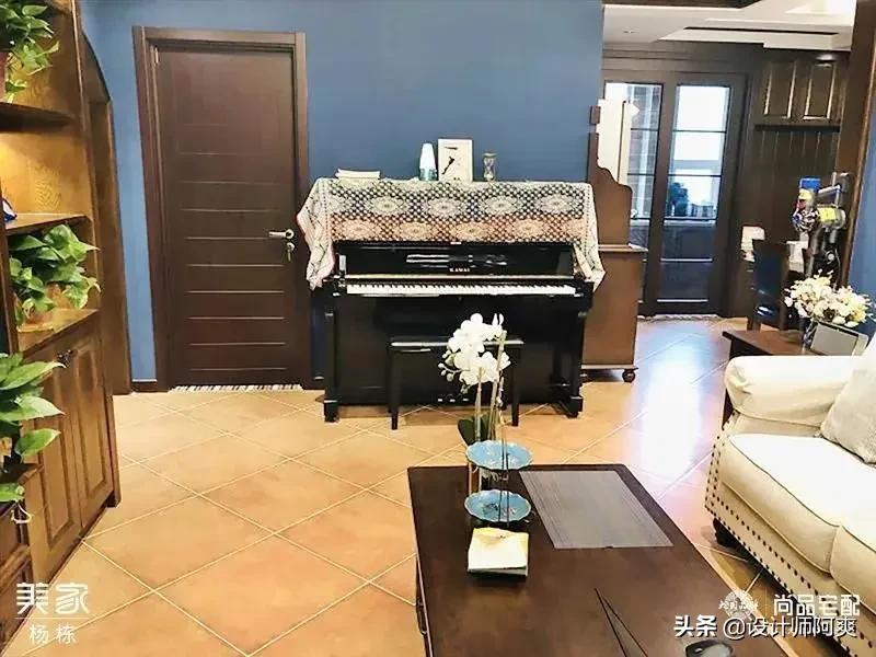 88㎡小三房美式复古风这样装,朋友一进门就呆了,这装修绝了!(图4) 美式复古风格装修设计_小户型美式风格客厅设计_美式家具 小户型