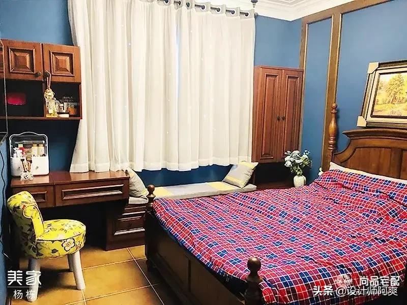 88㎡小三房美式复古风这样装,朋友一进门就呆了,这装修绝了!(图10) 美式复古风格装修设计_美式家具 小户型_小户型美式风格客厅设计