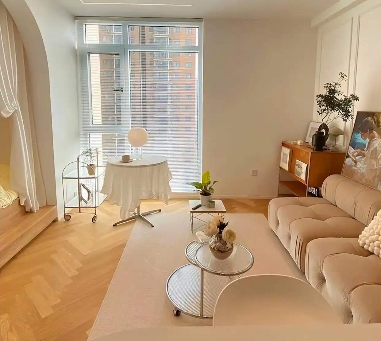 客厅设计案例_成都地暖装修_成都老破小改造