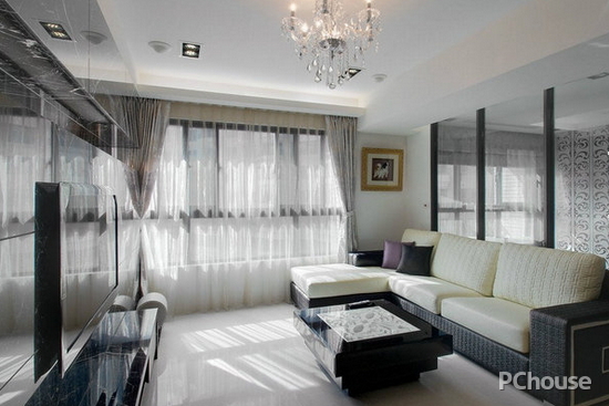 客厅瓷砖电视背景墙效果图(图8) 客厅瓷砖电视背景墙效果图