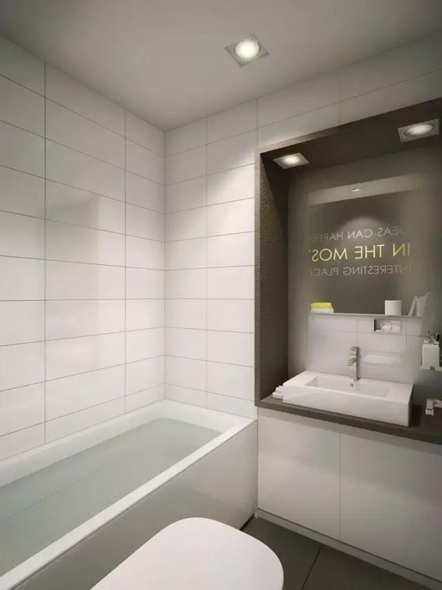 卫生间的40种装修方案,总有一种合你心意!(图22) 小卫生间浴缸设计_卫生间墩布池装修效果_卫生间装修效果图