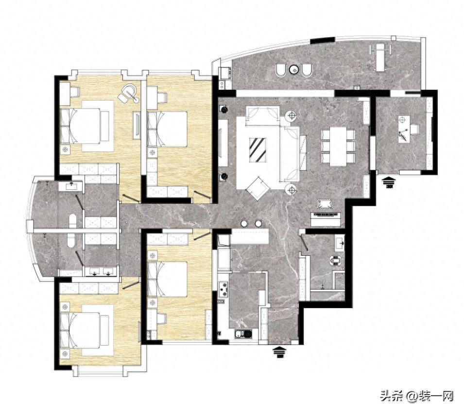 武汉山水人家现代风别墅装修，180°全景落地窗打造湖景豪宅