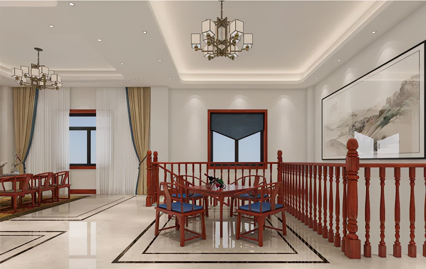 湖北夫妻晒出315㎡别墅,全屋中式风,这才算得上惊艳(图4) 湖北中式别墅装修案例_别墅装修设计_中式风格别墅设计分享