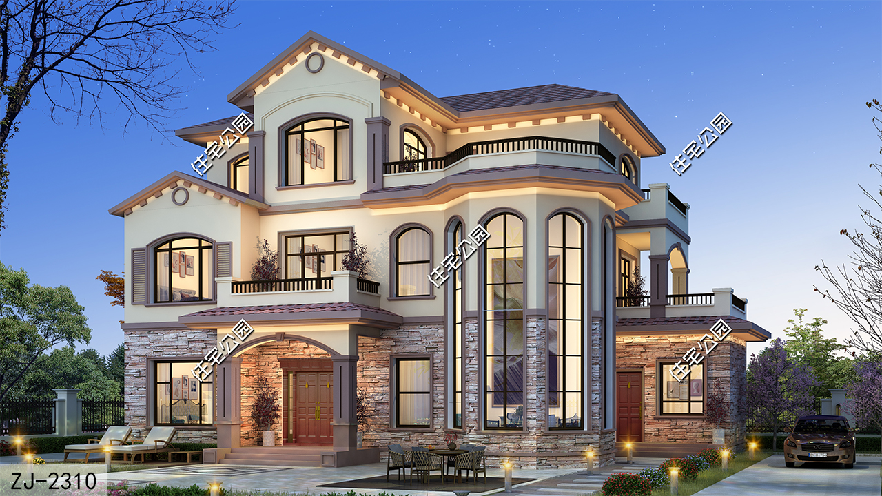 17×12米轻奢欧式别墅，钻石落地窗搭配独立厨房，越看越心动