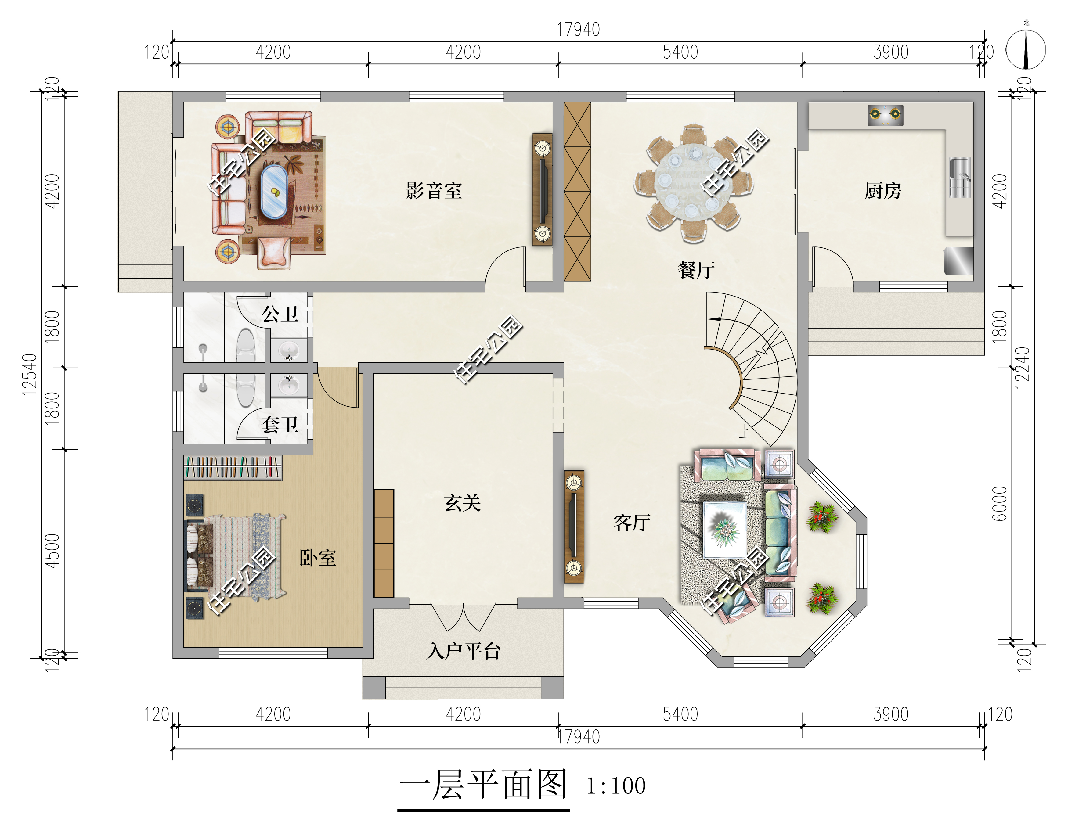 17×12米轻奢欧式别墅,钻石落地窗搭配独立厨房,越看越心动(图4) 别墅装修设计_轻奢欧式小别墅设计_专业设计师建房
