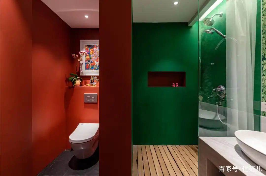 大红大绿80㎡,竟然搭出最高级的北欧风!(图34) 精品小户型欧式装修_82平米小户型改造_全屋开放式厨房餐厅设计